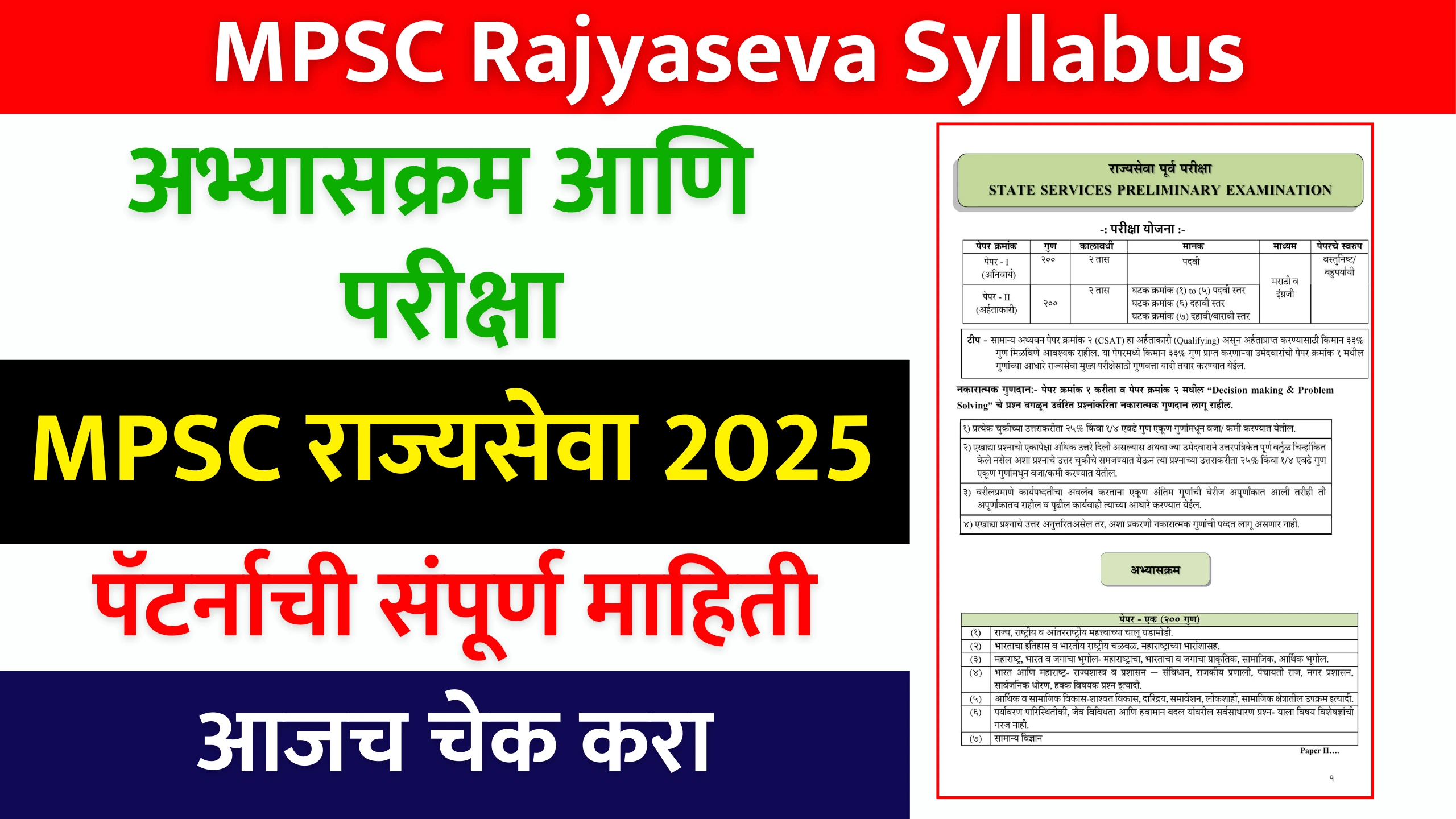 MPSC Rajyaseva Syllabus in Marathi