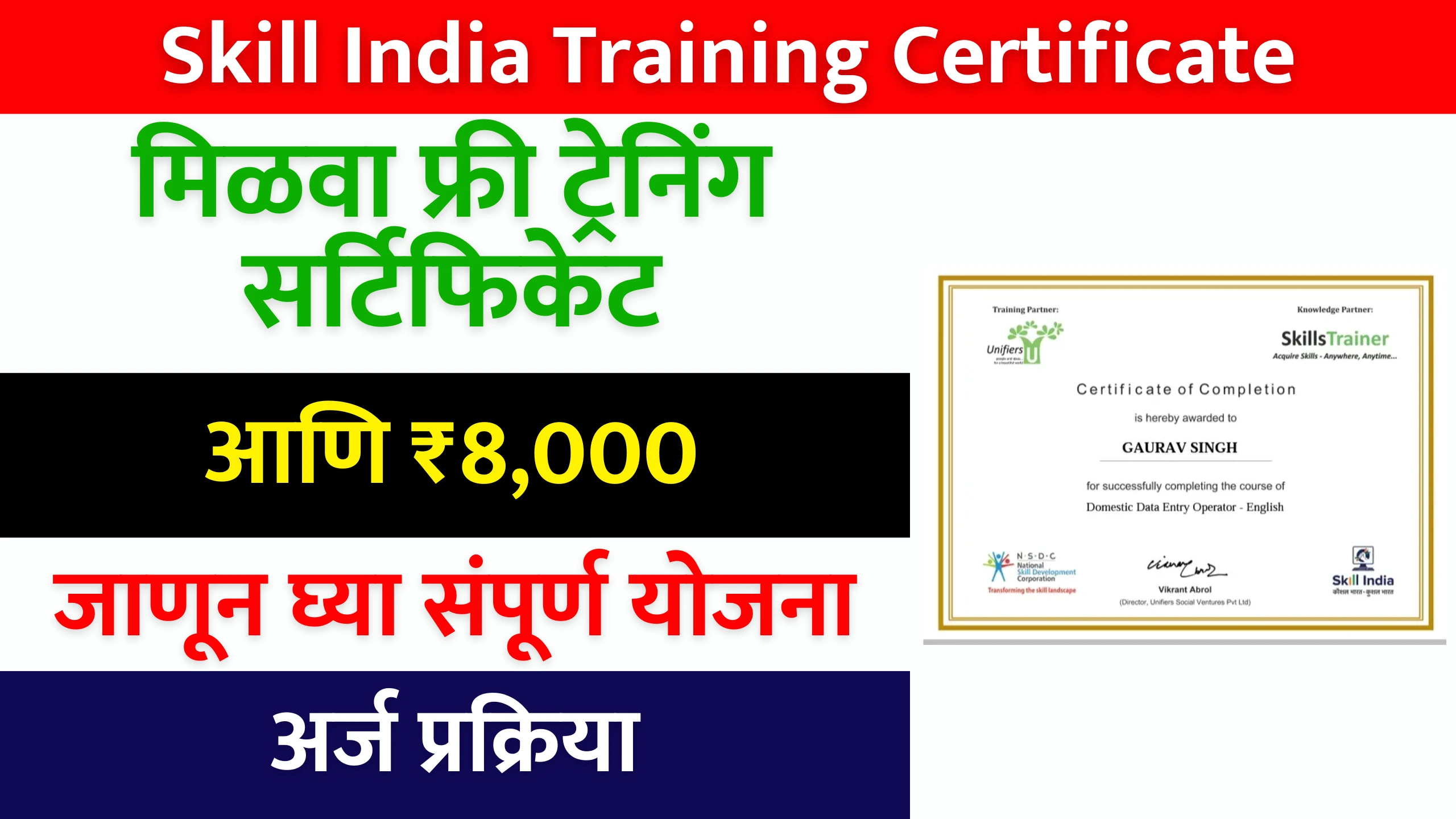 Skill India Training Certificate